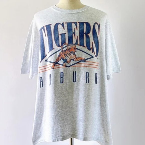 Vintage 90s Auburn Auburn Tigers T-shirt Funny Football Preppy shirt ash grey - Picture 1 of 2